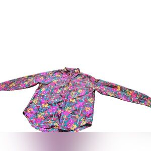 Ashleigh Morgan 80s vintage long sleeve button up flower print blouse size M